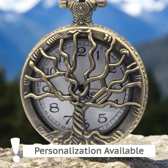 Tree of Life Pocket Watch – Nature-Inspired Vintage Style Unique Gift Idea - Picture 1 of 9